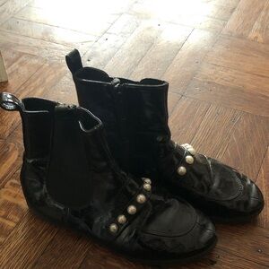 Zara Black Kids Dress Shoes with Pearl Accents